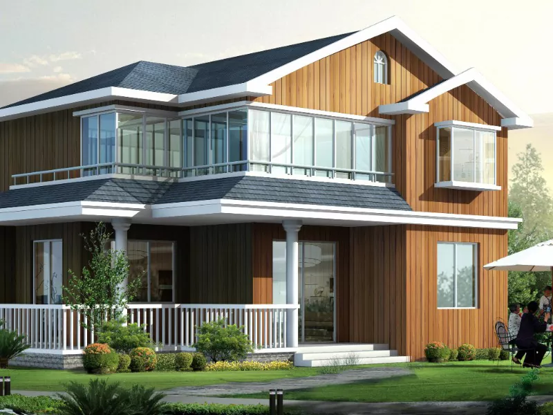 Luxury ak modèn prefabrike limyè kalib Prefabrike Steel Villa